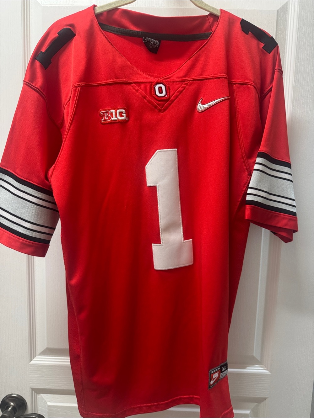 Ohio state Nike Red Men's Football Jersey with White Number 1